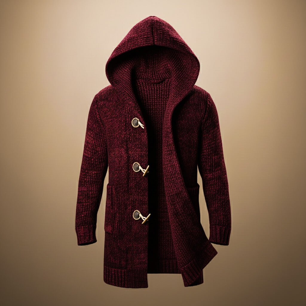 Adrian Wool Knit Hooded Cardigan by Tenoura