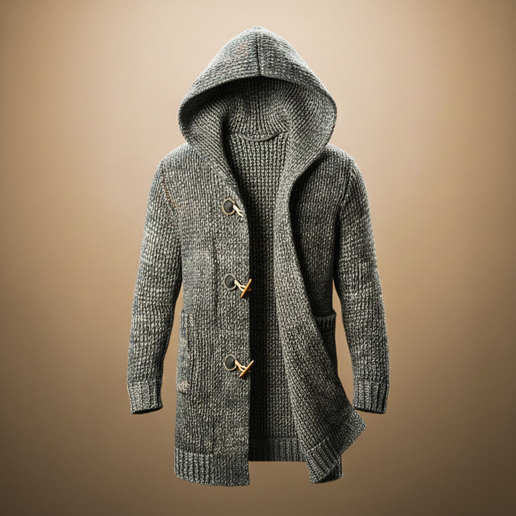 Adrian Wool Knit Hooded Cardigan by Tenoura