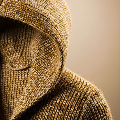 Adrian Wool Knit Hooded Cardigan by Tenoura