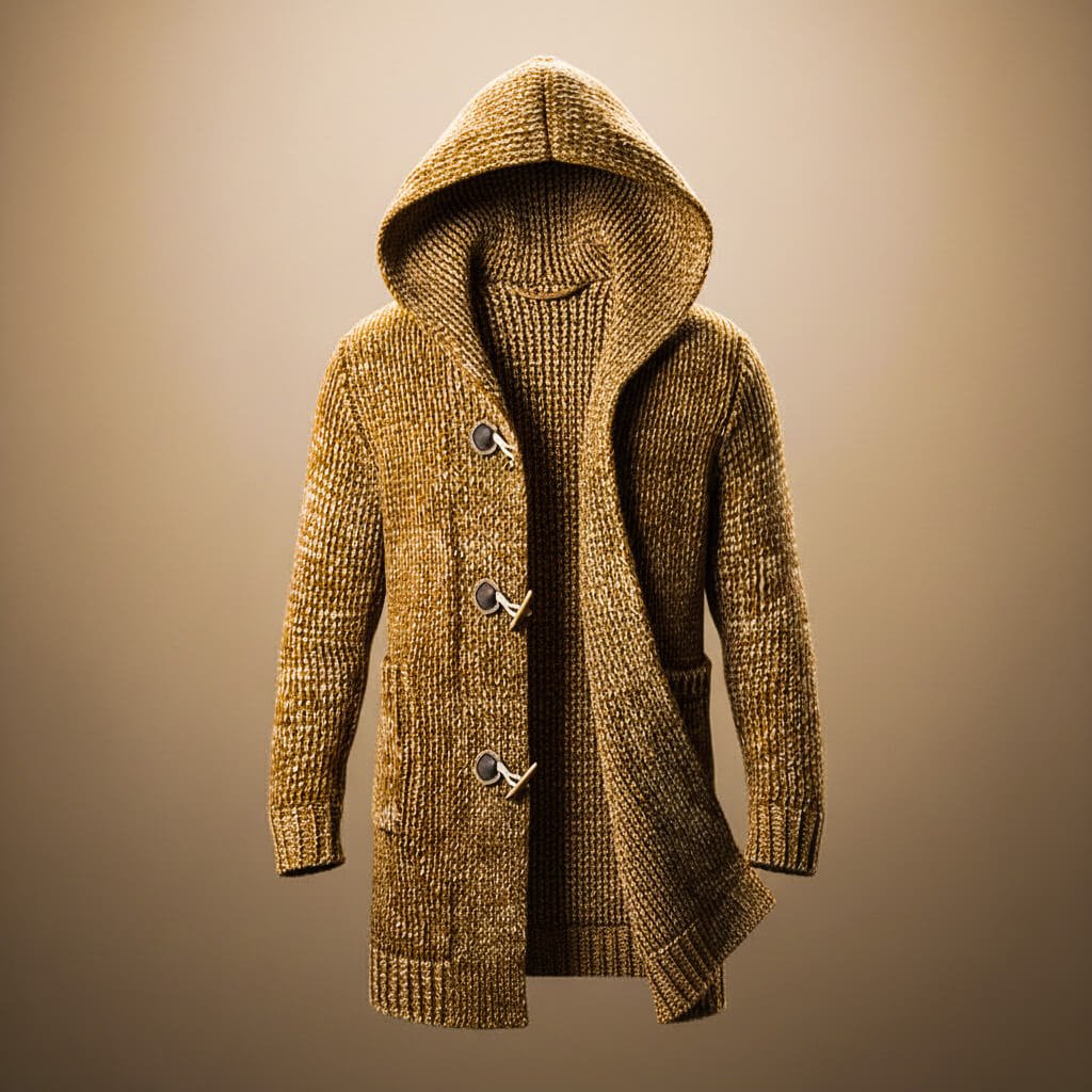 Adrian Wool Knit Hooded Cardigan by Tenoura