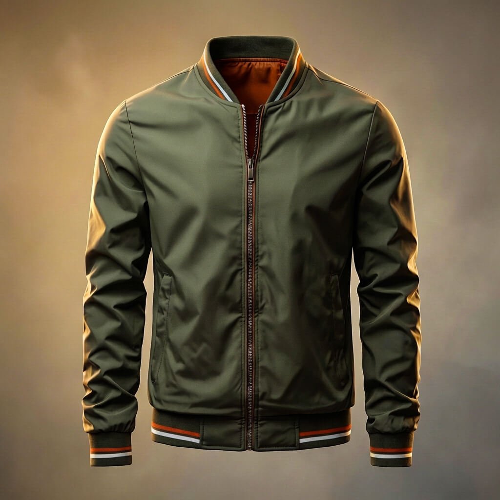 Men's Nanosilk Jacket with ribbed detail for mid-season wear - Casual Jacket
