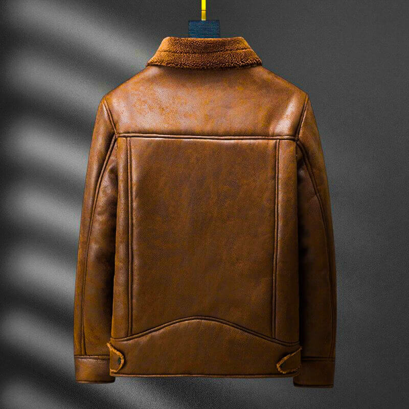 Men's Retro Aviator Jacket with Shearling Collar for Winter