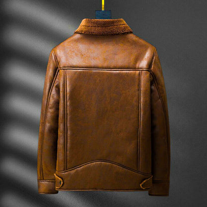 Men's Retro Aviator Jacket with Shearling Collar for Winter