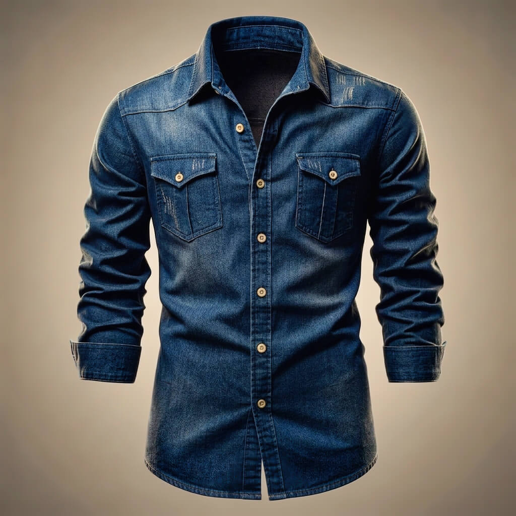Men's Casual Denim Shirt with Organic Cotton for Office