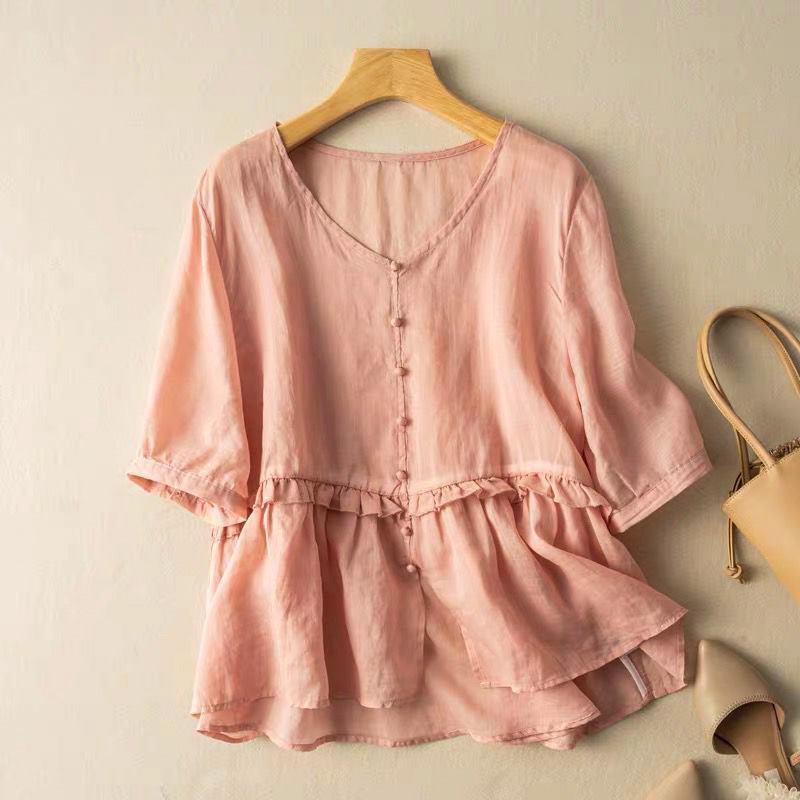 Natalie Cotton-Linen Blouse