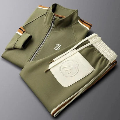 Men's Casual Athleisure Set with Striped Detail for Lounge
