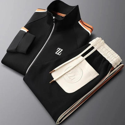 Men's Casual Athleisure Set with Striped Detail for Lounge