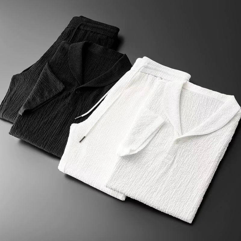 Men's Casual Set with Shawl Collar for Weekend Outings