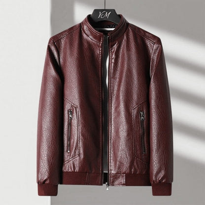 Men's Leather Jacket with Textured Finish for Everyday Style