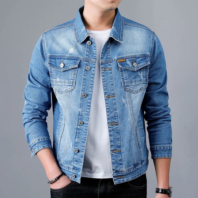 Men's Denim Jacket with Double Pockets for Casual Daywear Layering