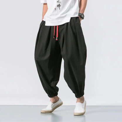 Men's Casual Harem Pants with Elastic Waist for City Wear
