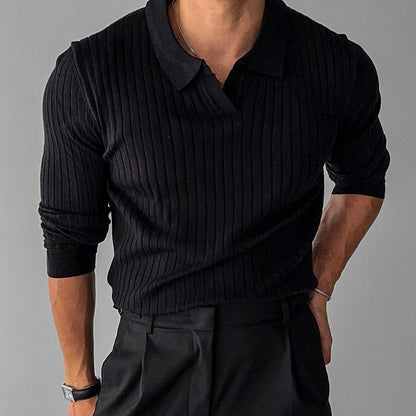Men's Polo Shirt with Ribbed Texture for Smart Casual