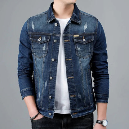 Men's Denim Jacket with Double Pockets for Casual Daywear Layering