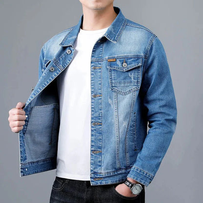 Men's Denim Jacket with Double Pockets for Casual Daywear Layering