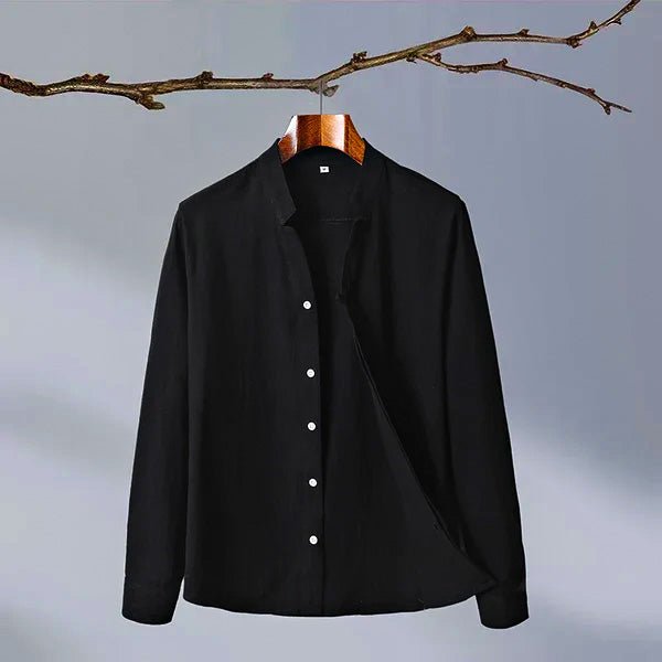 Men's Linen Shirt with Mandarin Collar for Smart Casual