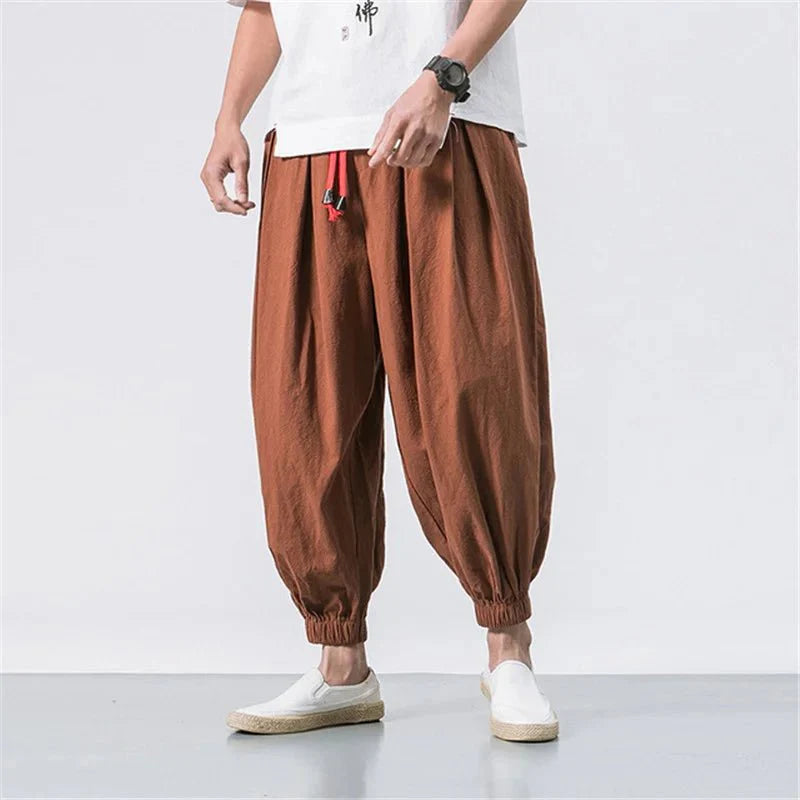 Men's Casual Harem Pants with Elastic Waist for City Wear