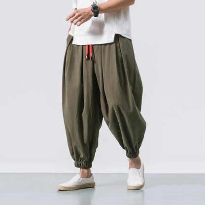 Men's Casual Harem Pants with Elastic Waist for City Wear