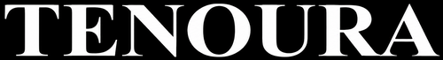 The brand name 'TENOURA' in white serif lettering centered on a solid black background.