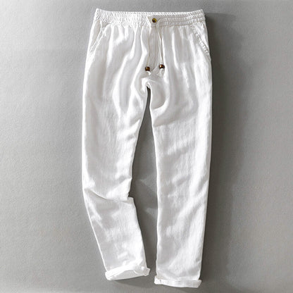 Men's Linen Pants with Wood-Tipped Ties for Summer Days