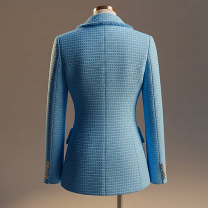Women's Boucle Blazer with frayed hem for smart workwear