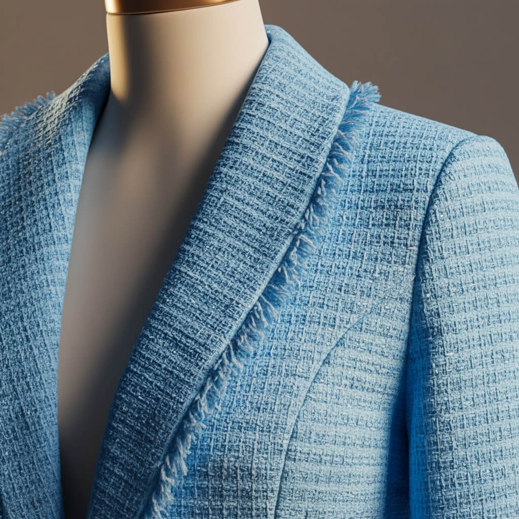 Women's Boucle Blazer with frayed hem for smart workwear
