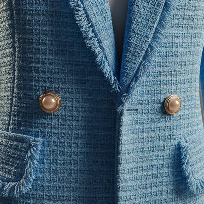 Women's Boucle Blazer with frayed hem for smart workwear