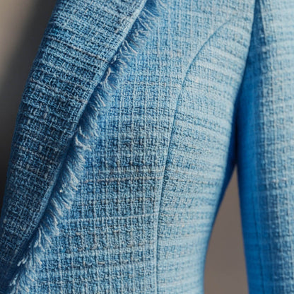 Women's Boucle Blazer with frayed hem for smart workwear