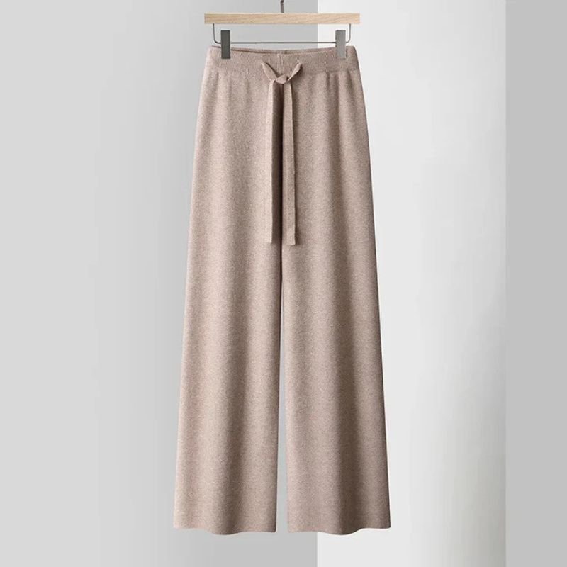 Women's Cashmere Pants with Adjustable Waist for All Seasons