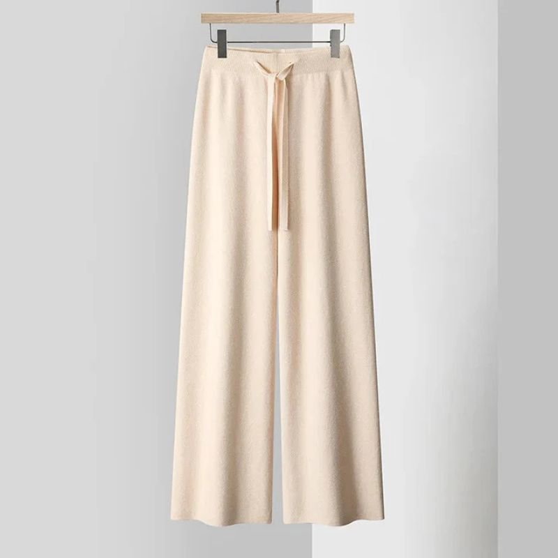 Women's Cashmere Pants with Adjustable Waist for All Seasons
