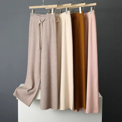 Women's Cashmere Pants with Adjustable Waist for All Seasons