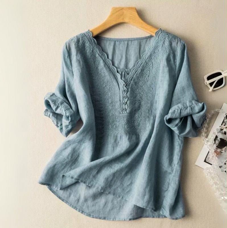 Luciana Cotton-Linen Blouse -