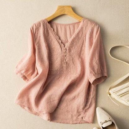 Luciana Cotton-Linen Blouse -
