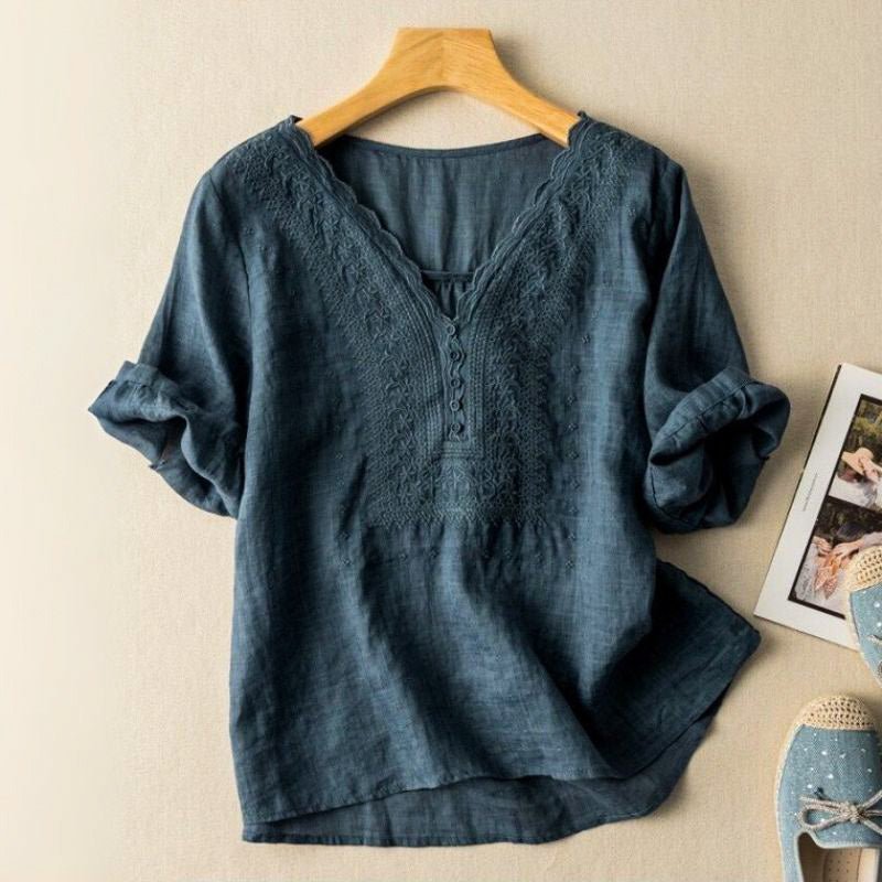 Luciana Cotton-Linen Blouse -