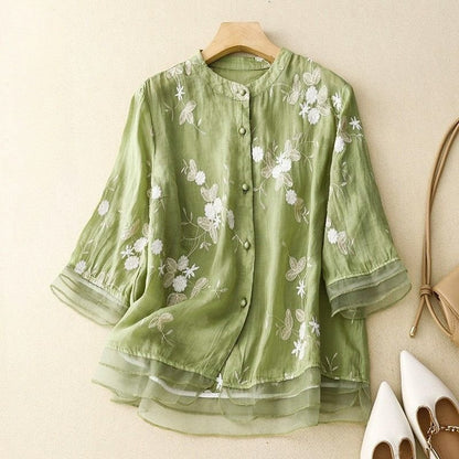 Isabella Cotton-Linen Blouse -