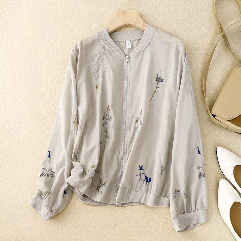 Women's Cotton-Linen Jacket with embroidery for evenings