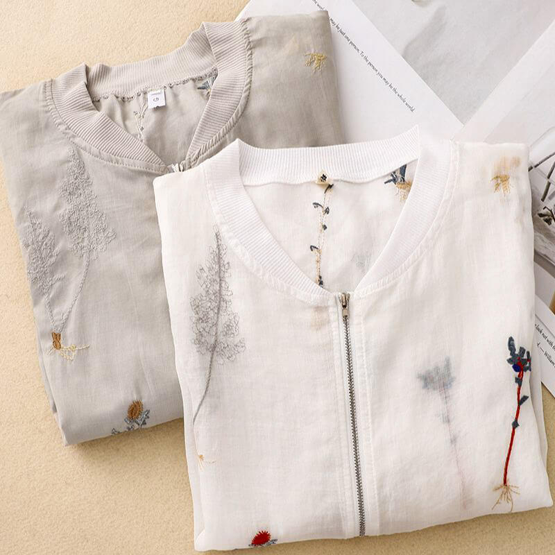 Women's Cotton-Linen Jacket with embroidery for evenings
