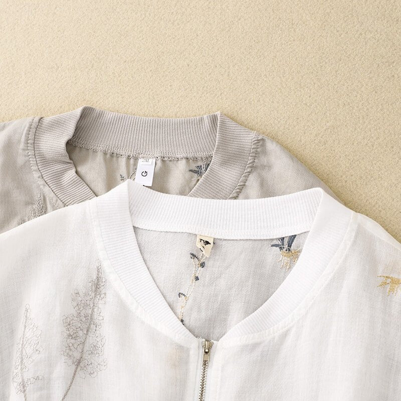 Women's Cotton-Linen Jacket with embroidery for evenings