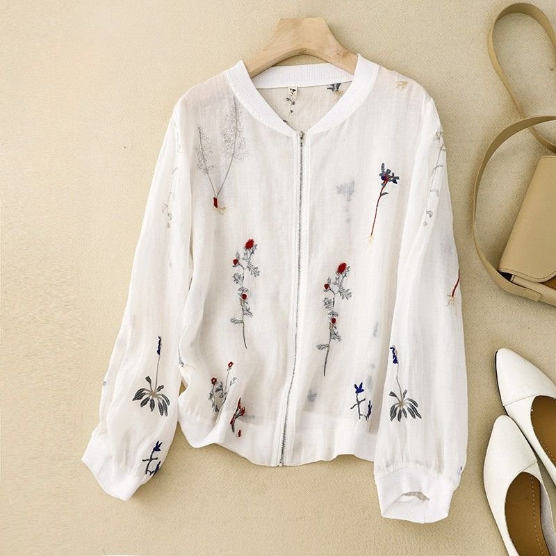 Women's Cotton-Linen Jacket with embroidery for evenings