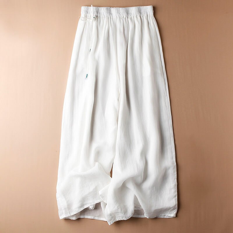 Women's Cotton-Linen Pants with Elastic Waistband for Casual Summer Days