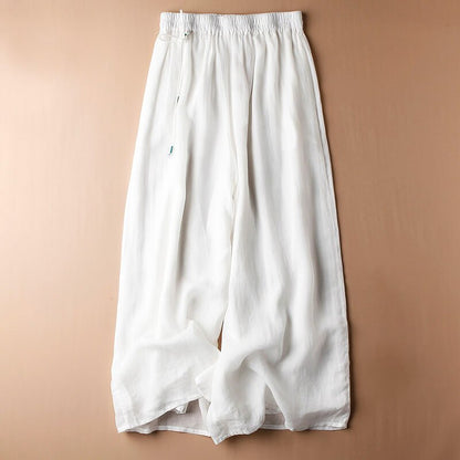 Women's Cotton-Linen Pants with Elastic Waistband for Casual Summer Days