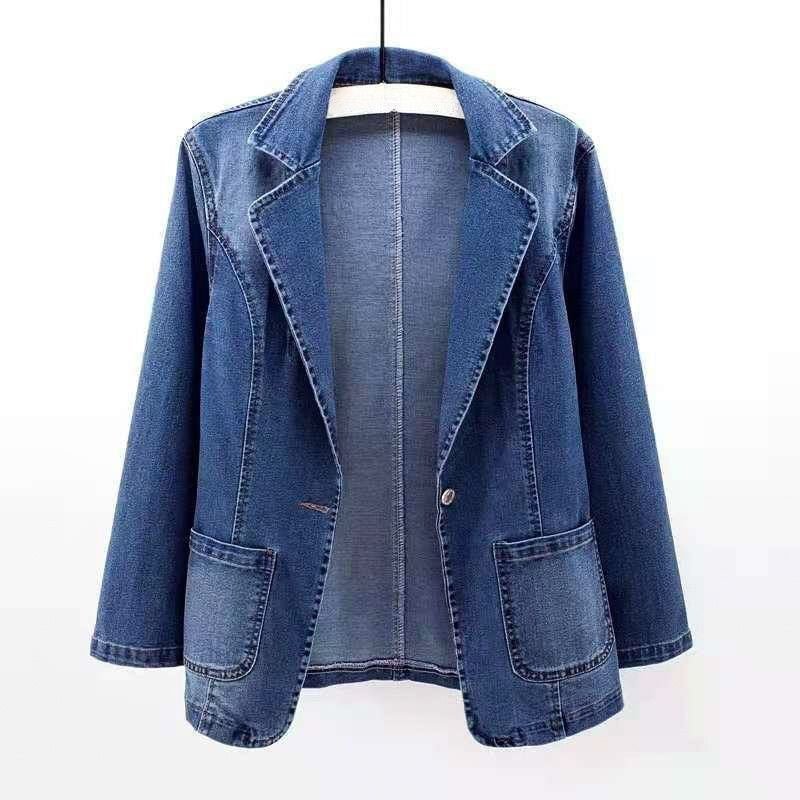 Women's Denim Blazer with Organic Cotton for smart-casual -