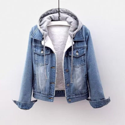 Women's Denim Hooded Jacket with Relaxed Fit for Casual Days