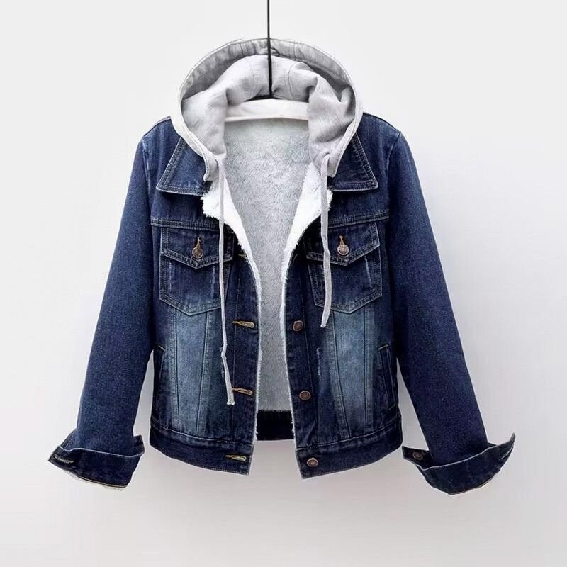 Women's Denim Hooded Jacket with Relaxed Fit for Casual Days