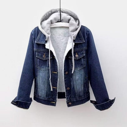 Women's Denim Hooded Jacket with Relaxed Fit for Casual Days