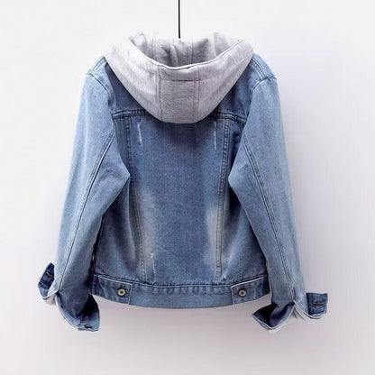 Women's Denim Hooded Jacket with Relaxed Fit for Casual Days