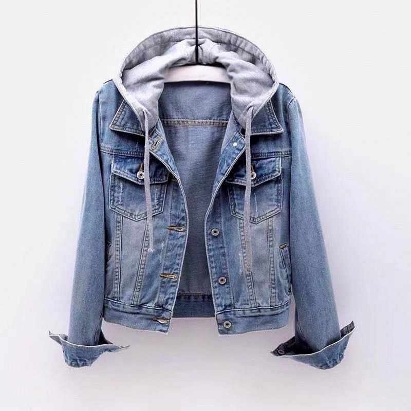 Women's Denim Hooded Jacket with Relaxed Fit for Casual Days