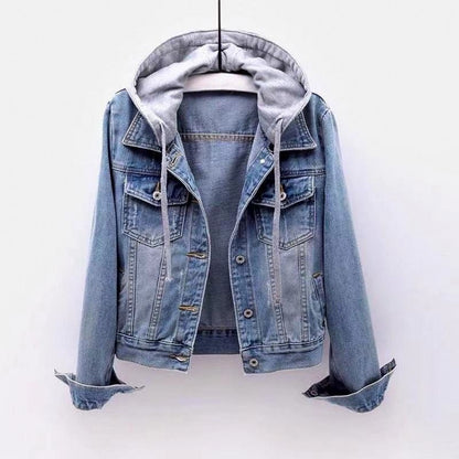 Women's Denim Hooded Jacket with Relaxed Fit for Casual Days