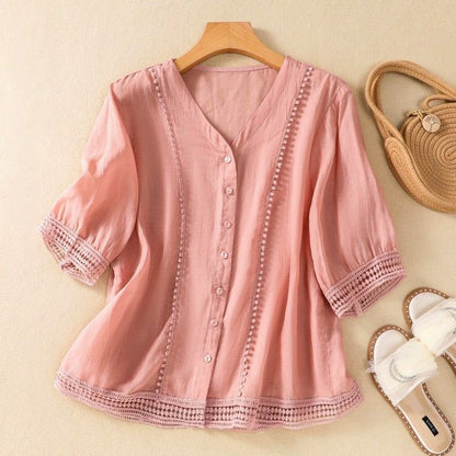 Lucia Cotton-Linen Blouse -