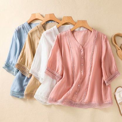 Lucia Cotton-Linen Blouse -