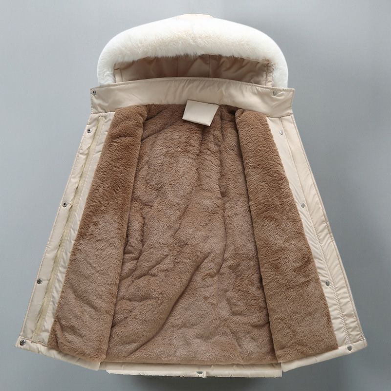 Women's Fur Lined Parka with Waist Cinch for Winter